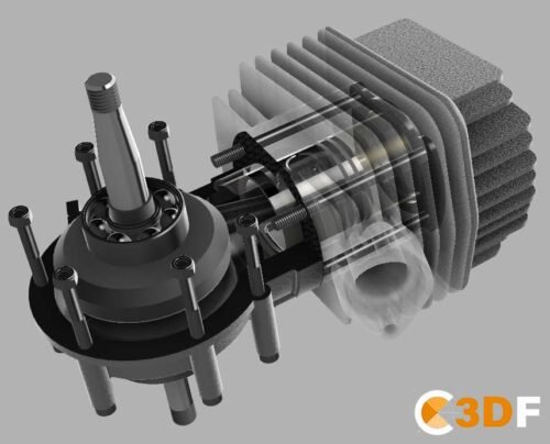 assemblage moteur 2 temps avec fusion 360 modele 3d hyper réaliste