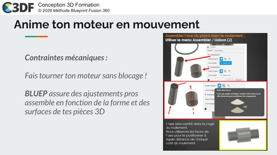 Contraintes mécaniques Fusion 360 tutoriel français moteur PDF