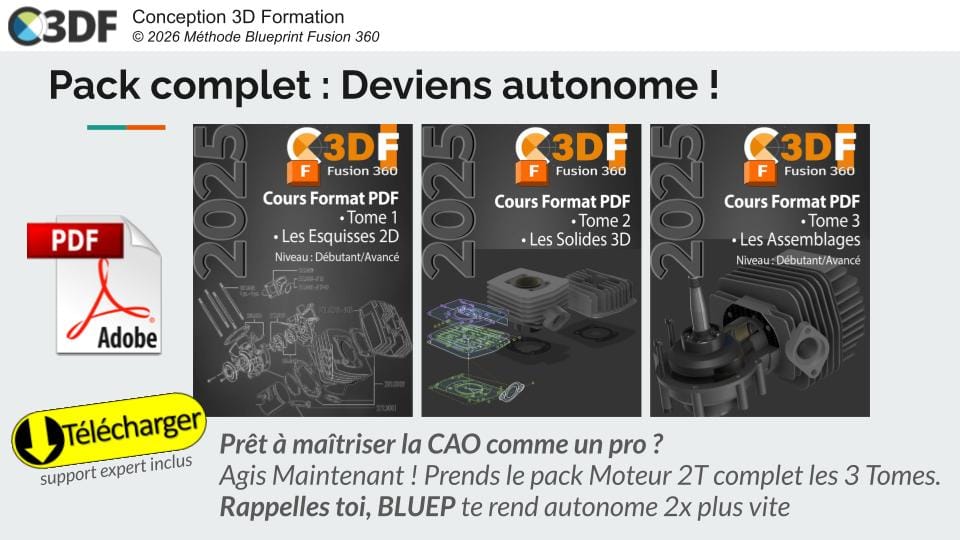 Pack complet Tomes Fusion 360 tutoriel français autonomie PDF