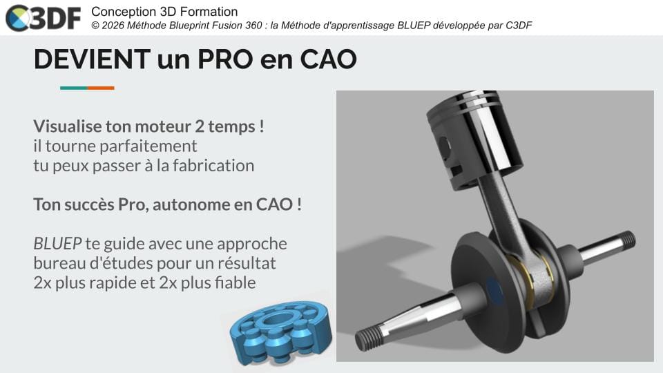 Moteur 2 temps animé Fusion 360 tutoriel français impression 3D PDF