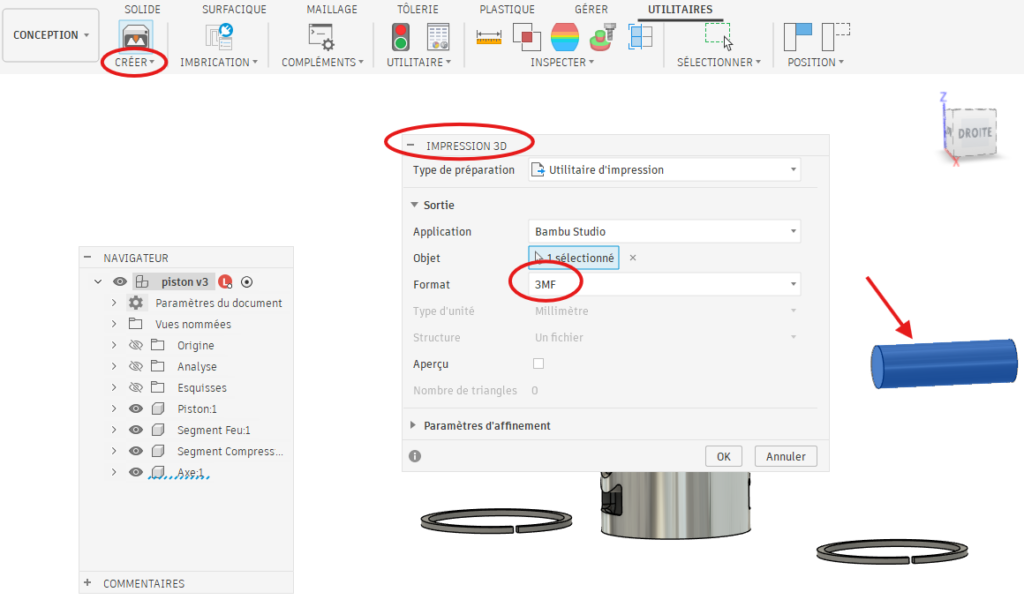 Workflow 3MF complet de modélisation CAO Fusion 360 pour l'impression 3D de précision sur Bambu Lab et Creality K2 Pro