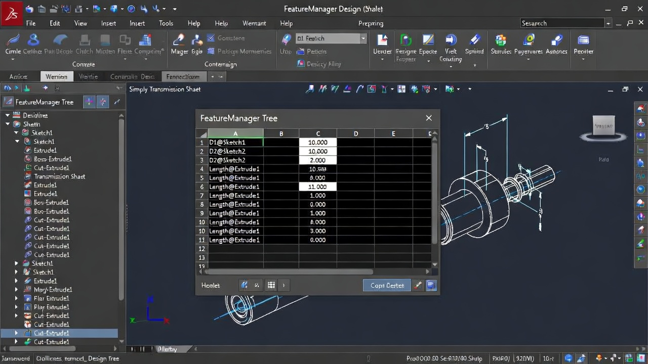 Configurations SolidWorks et les Équations Solidworks parametrique avec Excel