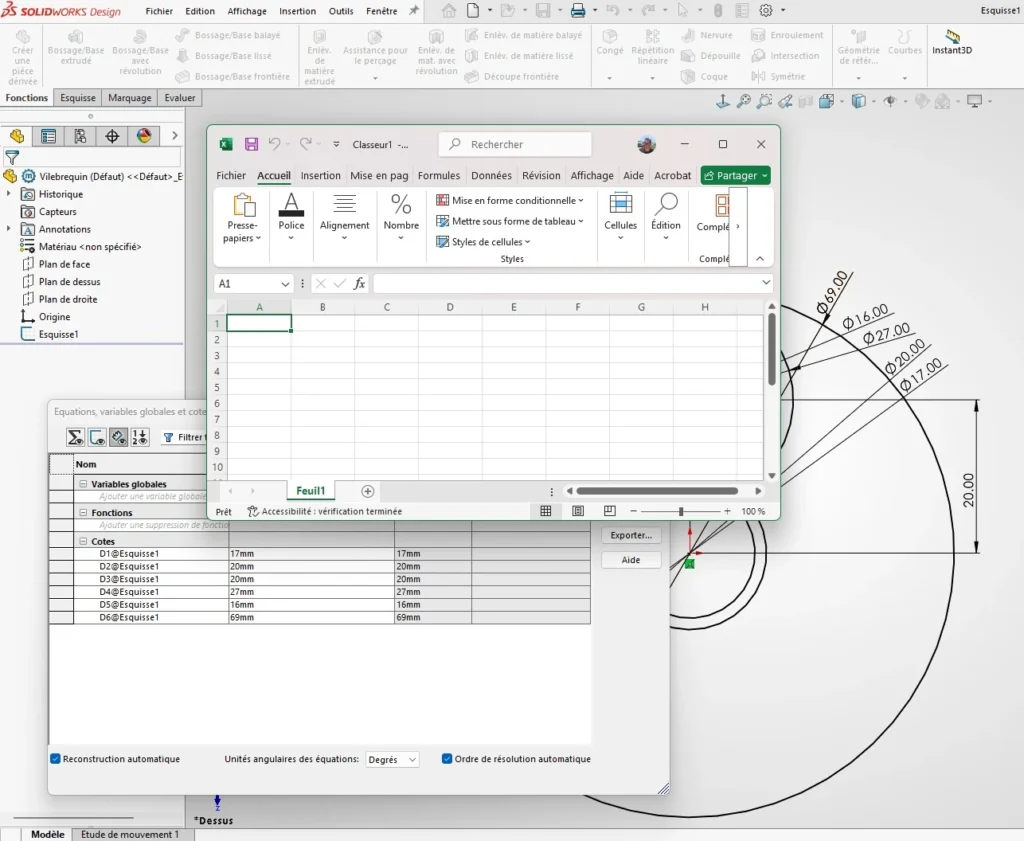 liaison-ole-excel-solidworks-famille-de-piece-parametrique