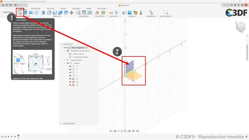 c3df-initiation-fusion-360-choisir-un-plan-esquisse