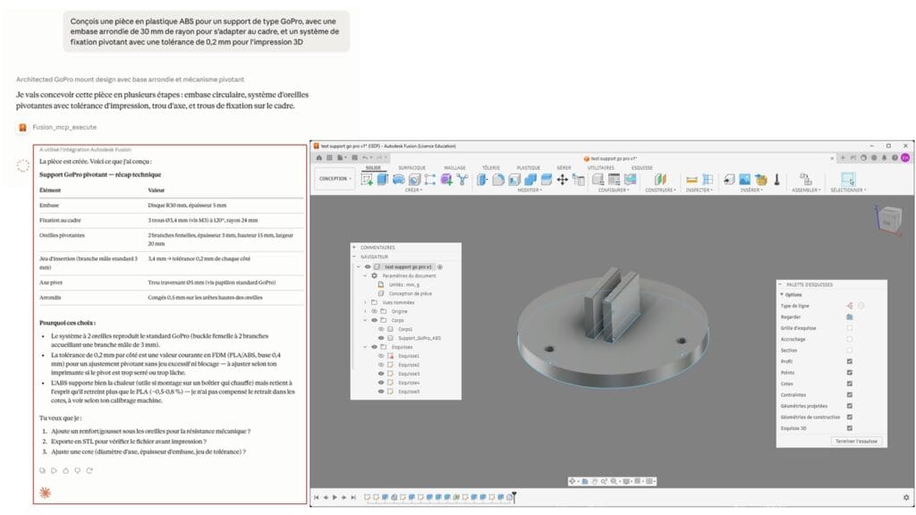 support go pro velo claude desktop ia fusion 360