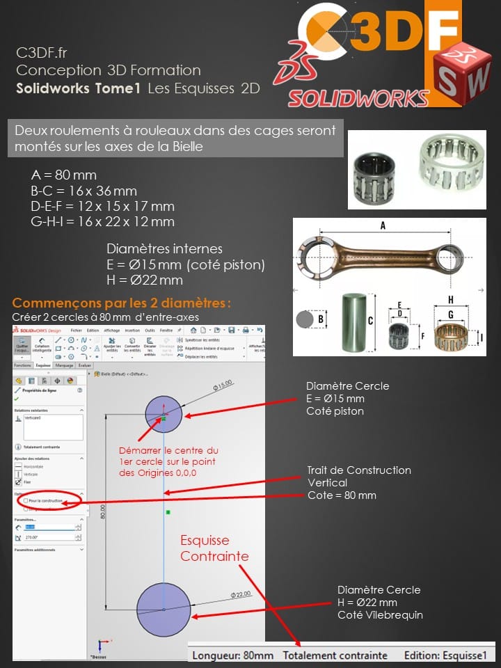 PDF21-page (Tome 1 - Esquisses 2D) : Aperçu des pages intérieures du Tome 1 sur les esquisses 2D SolidWorks, montrant les explications pas à pas et la mise en page du cours PDF de CAO.