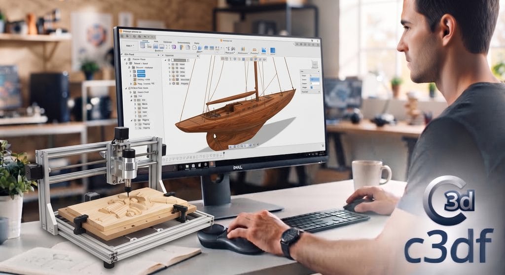 Stagiaire C3DF lançant une gravure G-code sur une CNC bois laser 3 axes 4 axes en formation